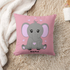 Cute baby elefant i rosa för flickor kudde