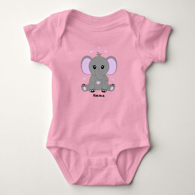 Cute baby elefant i rosa för flickor t shirt (Framsida)