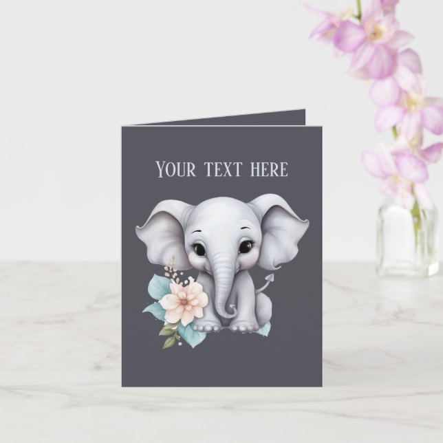 Cute baby-elefant lägger till text i vilket syfte  kort (Orkide)