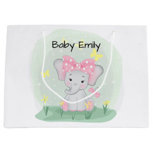 Cute-baby-elefant med en rosa i en avskiljning