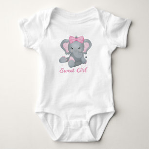 Cute baby-elefant med rosa båge t shirt