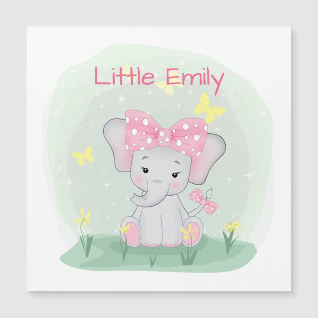 Cute baby-elefant med rosa i en clearing (Framsida)