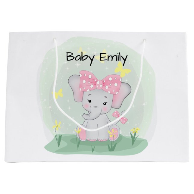 Cute baby-elefant med rosa i en clearing (Framsidan)