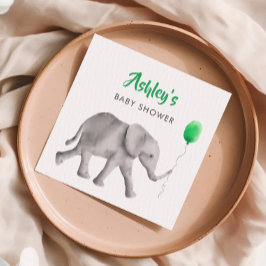 Cute Baby Elephant Baby Shower Napkins, Grönt Pappersservett