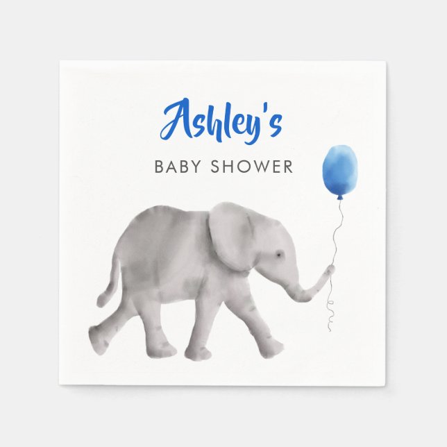 Cute Baby Elephant Baby Shower Napkins Pappersservett (Framsidan)