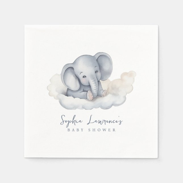 Cute Baby Elephant Baby Shower Pappersservett (Framsidan)