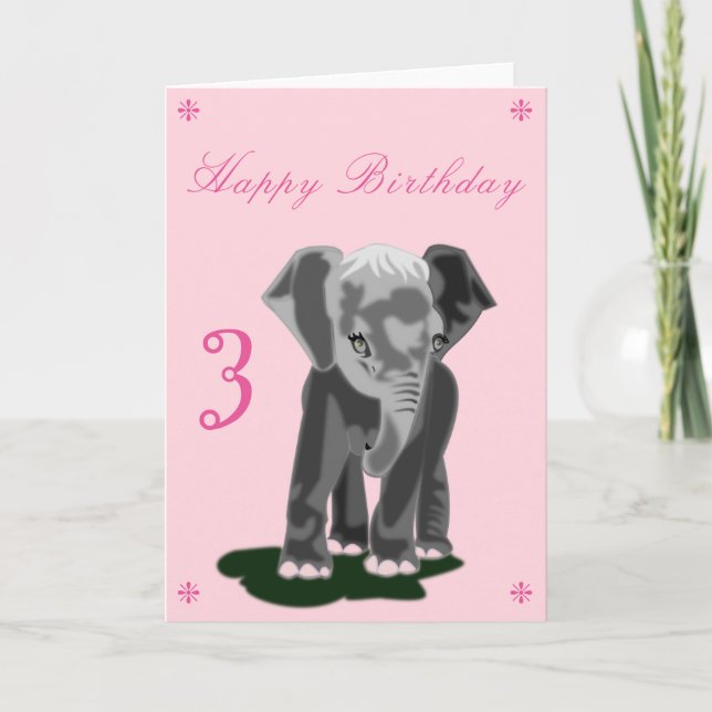 Cute Baby Elephant Birthday Card - Anpassade Kort (Framsida)