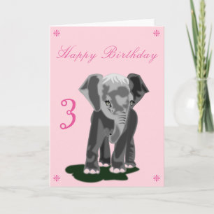 Cute Baby Elephant Birthday Card - Anpassade Kort