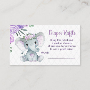 Cute Baby Elephant blöja lotteri lott, lila Tilläggskort