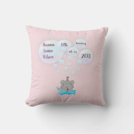 Cute Baby Elephant Blowing Bubbles Monogrammed Kudde