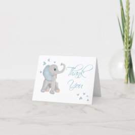 Cute Baby Elephant Blue Watercolor - tackkort