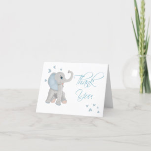 Cute Baby Elephant Blue Watercolor - tackkort