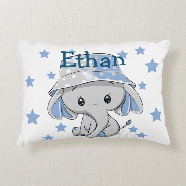 Cute Baby Elephant Boy Prydnadskudde (Framsidan)
