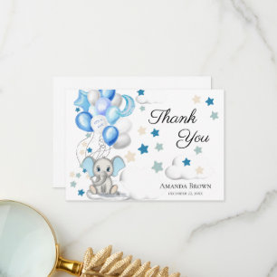 Cute Baby Elephant Boy Shower TACK Kort