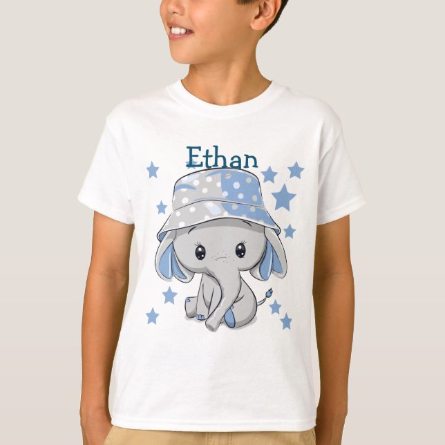 Cute Baby Elephant Boy T Shirt (Framsida)