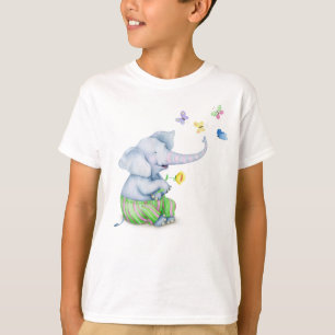 Cute Baby Elephant & Butterflies Illustration Todd T Shirt
