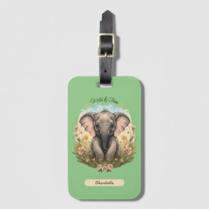 Cute Baby Elephant Calf Wildblomma Wanderlust Bagagebricka