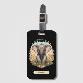 Cute Baby Elephant Calf Wildblomma Wanderlust Bagagebricka