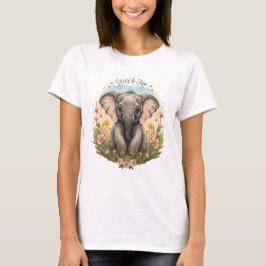 Cute Baby Elephant Calf Wildblomma Wanderlust T Shirt