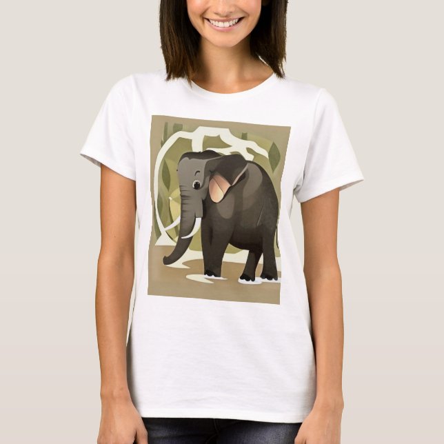 Cute Baby Elephant Child Art T Shirt (Framsida)
