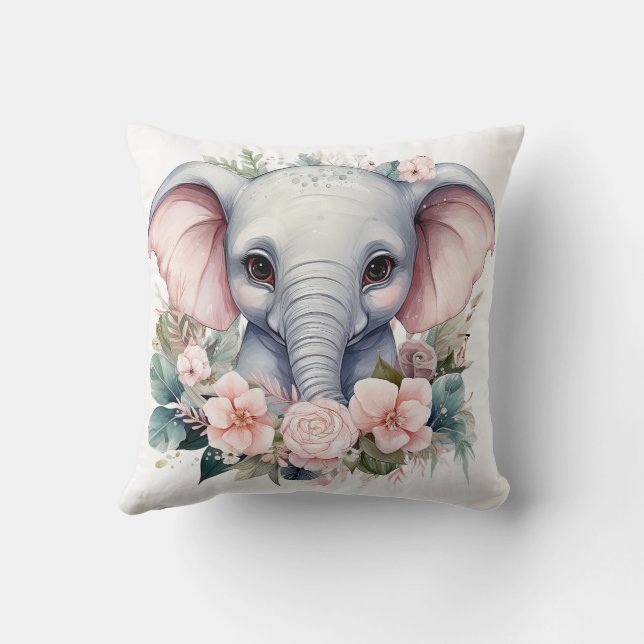 Cute Baby Elephant Decorative Pillow Kudde (Baksida)