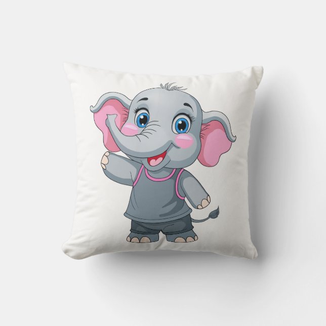 Cute Baby Elephant Dekorativ kudde (Framsida)