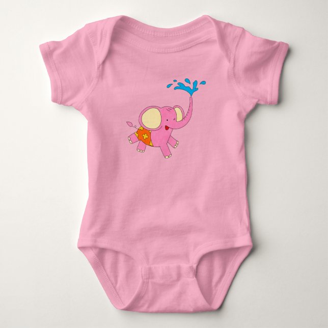 Cute Baby Elephant Design T Shirt (Framsida)