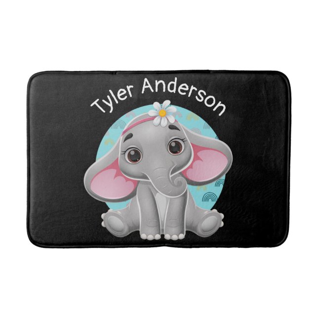 Cute Baby Elephant, DIY Namn, Black Badrumsmatta (Framsidan)
