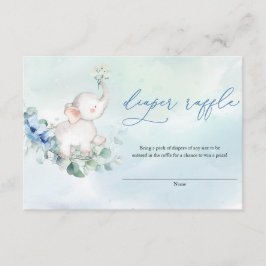 Cute Baby Elephant Dusty Blue Blommigt Diaper Raff Tilläggskort