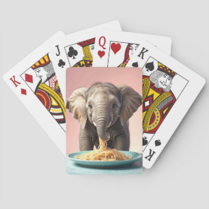Cute Baby Elephant Eating Spaghetti Casinokort