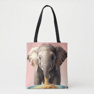 Cute Baby Elephant Eating Spaghetti Tygkasse
