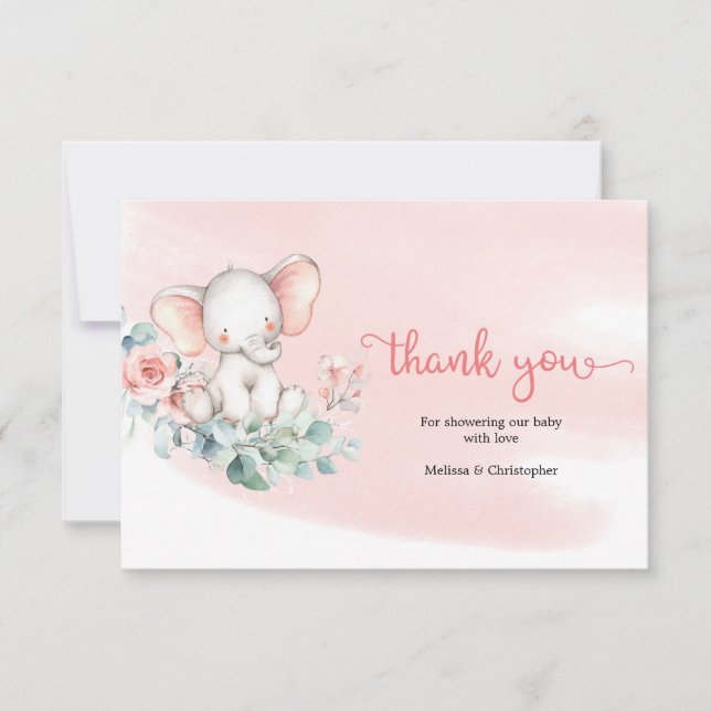 Cute baby elephant eucalyptus wandandningstack tack kort (Framsida)