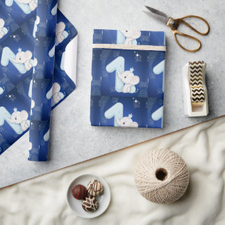 Cute Baby Elephant First Birthday Presentpapper