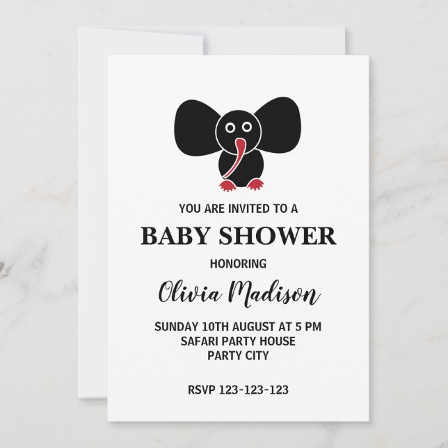 Cute Baby Elephant Gender Neutral Baby Shower Inbjudningar (Framsida)
