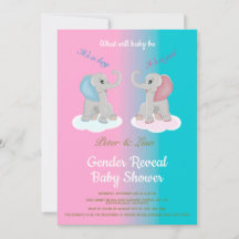 Cute Baby Elephant Gender Reveal Baby Shower Photo