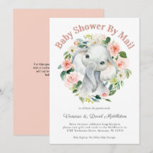 Cute Baby Elephant Girl Baby Shower by Mail