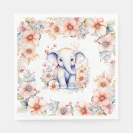 Cute Baby Elephant Girl Baby Shower Pappersservett