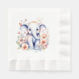 Cute Baby Elephant Girl Baby Shower Pappersservett