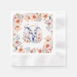 Cute Baby Elephant Girl Baby Shower Pappersservett