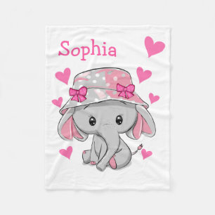 Cute Baby Elephant Girl Fleecefilt