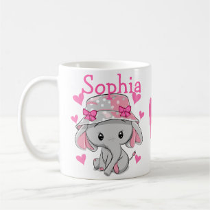 Cute Baby Elephant Girl Kaffemugg