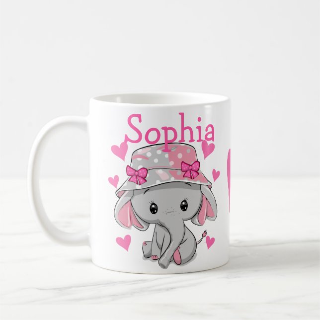 Cute Baby Elephant Girl Kaffemugg (Vänster)
