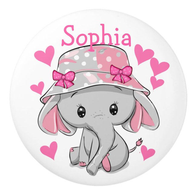 Cute Baby Elephant Girl Knopp (Framsidan)