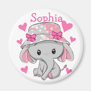 Cute Baby Elephant Girl Magnet