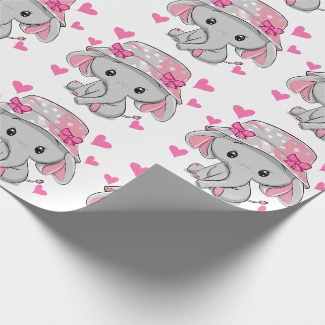 Cute Baby Elephant Girl Presentpapper (Hörn)