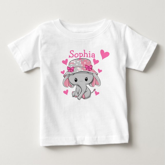 Cute Baby Elephant Girl T Shirt (Framsida)