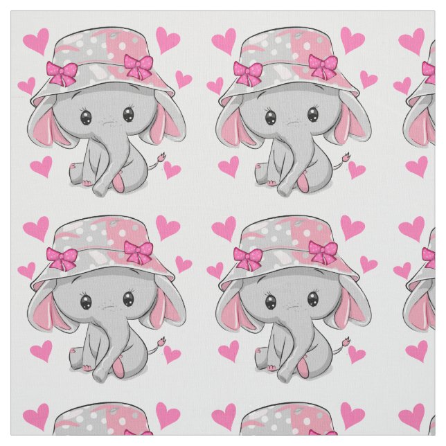 Cute Baby Elephant Girl Tyg (Provkarta)
