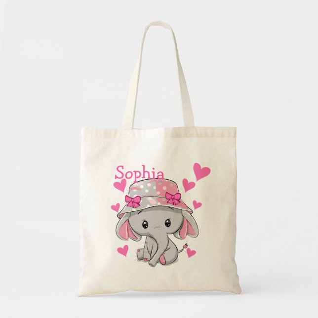 Cute Baby Elephant Girl Tygkasse (Framsidan)