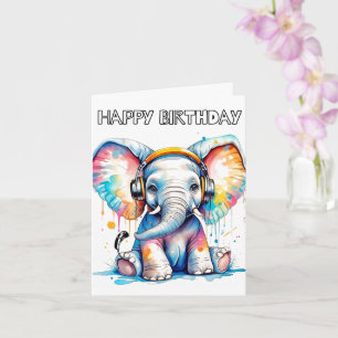 Cute Baby Elephant Grattis på födelsedagen Kort