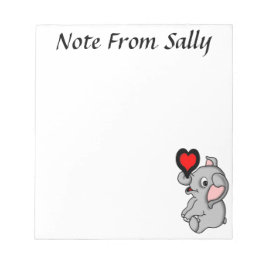 Cute Baby Elephant Holding a Heart Anteckningsblock